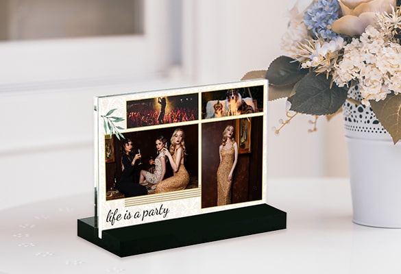 An Acrylic Block Photo with a Stand