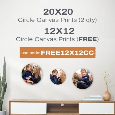 20x20 Circle Canvas Prints (2 qty), 12x12 Circle Canvas Prints (FREE) Use Code: FREE12X12CC