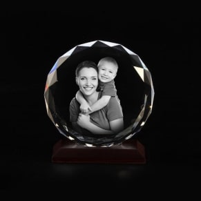 Round 3D Crystal Photo Cube
