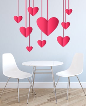 Valentines Day Attractive Wall Hearts Wall Decals
