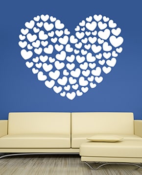 Valentines Day Beautiful Postit Heart Wall Decals