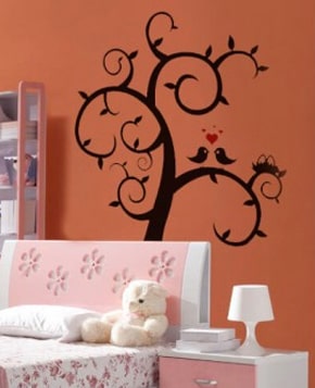 Valentines Day Tree With Love Birds Wall Decals