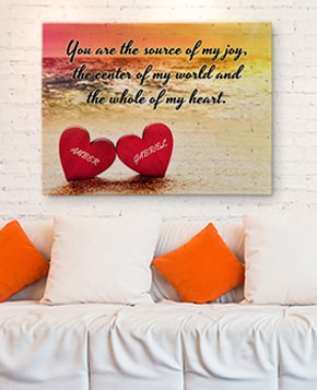 Valentines Day Two Hearts Canvas Prints